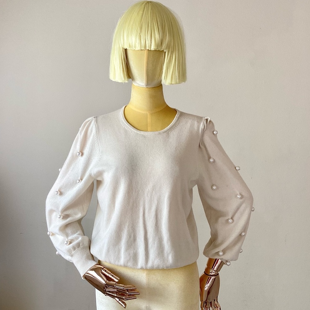 Marc Jacobs Cream Pearls Wool/Cashmere Soft Girl Sweater S